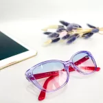 Renkli Cam Çocuk Gözlüğü Şeffaf Mor UV400